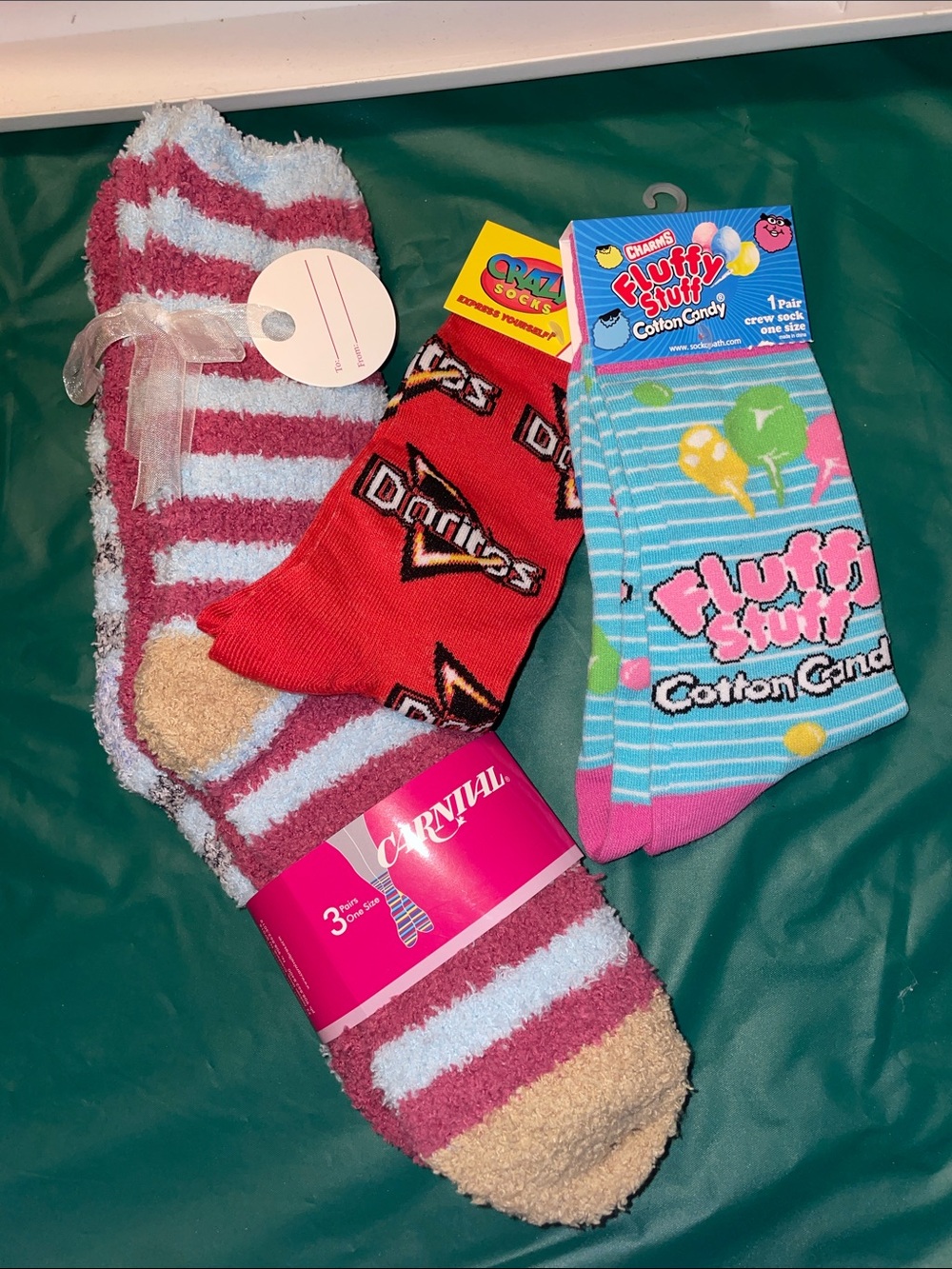 Carnival Fluffy Pink & White Striped Cozy Socks & 2 other sets